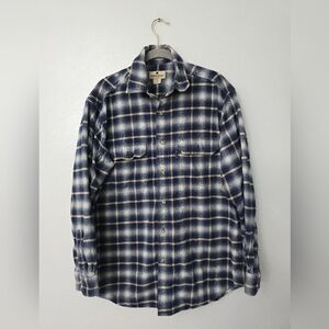Woolrich Shirt Men's Medium Blue Button Up Flannel Outdoors Workwear Hiking